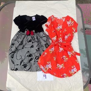 2 Little Girls Formal Dresses - Stella Tweed & Wonder Nation (4T)
